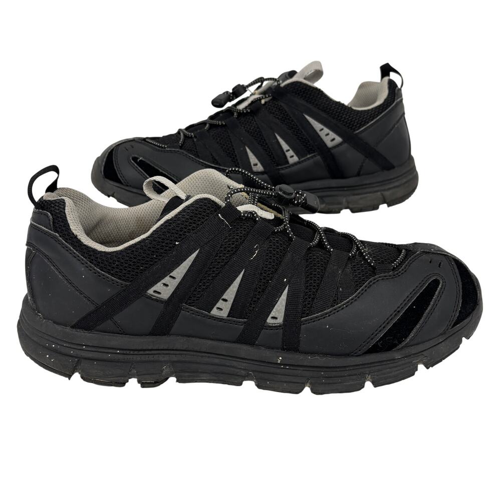 Apex Sneaker Mens Size 11 Wide Black Slip On Shoe Bungee Lace Diabetic A5000